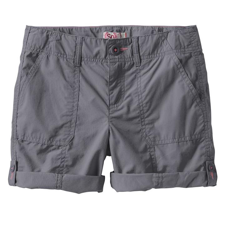 Girls 7-16 & Plus Size So&reg; Roll-tab Neon Solid Utility Bermuda Shorts, Girl's, Size: 16, Dark Grey