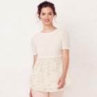 Women's Lc Lauren Conrad Lace Babydoll Top, Size: Large, Lt Beige