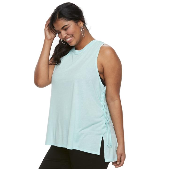 Juniors' Plus Size So&reg; Lace-up Side Tank, Teens, Size: 2xl, Light Blue