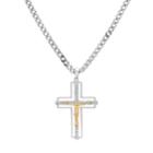 Men's Two Tone Stainless Steel Crucifix Pendant Necklace, Size: 24, Silver