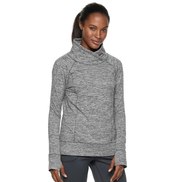 Women's Zeroxposur Luxe Space-dye Funnel Neck Top, Size: Xxl, Grey