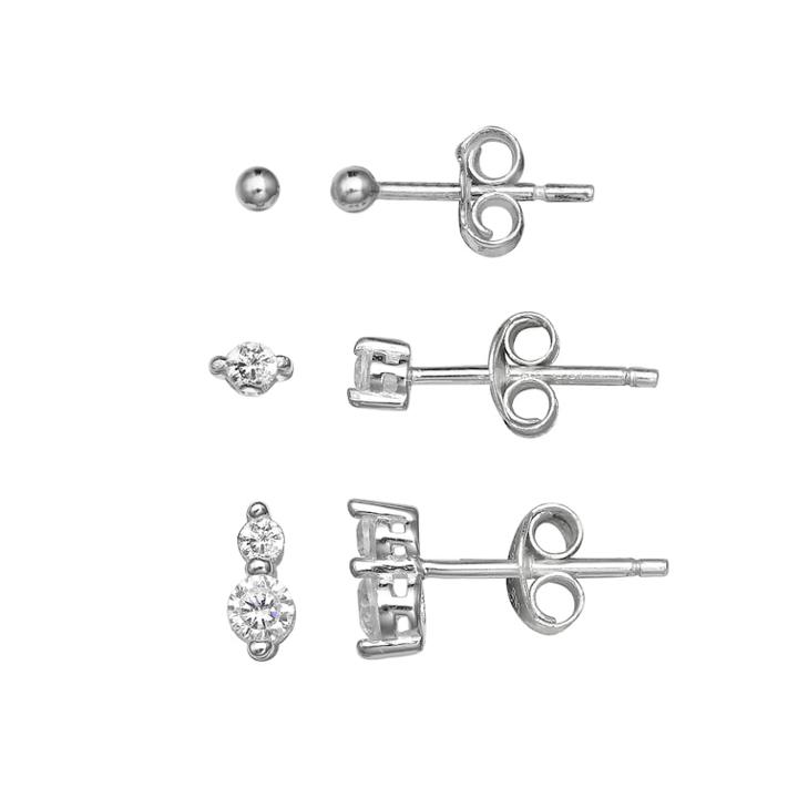 Primrose Sterling Silver Cubic Zirconia Ball Stud & Drop Earring Set, Women's, White