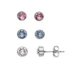 Brilliance Silver Tone Stud Earring Set With Swarovski Crystals, Women's, Multicolor