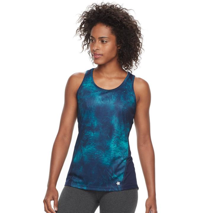 Women's Tek Gear&reg; Printed Performance Base Layer Workout Tank, Size: Large, Dark Blue