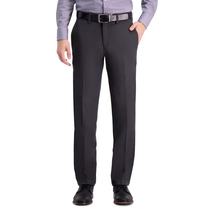 Men's Haggar&reg; Cool 18&reg; Pro Straight-fit Wrinkle-free Flat-front Super Flex Waist Pants, Size: 34x30, Dark Grey