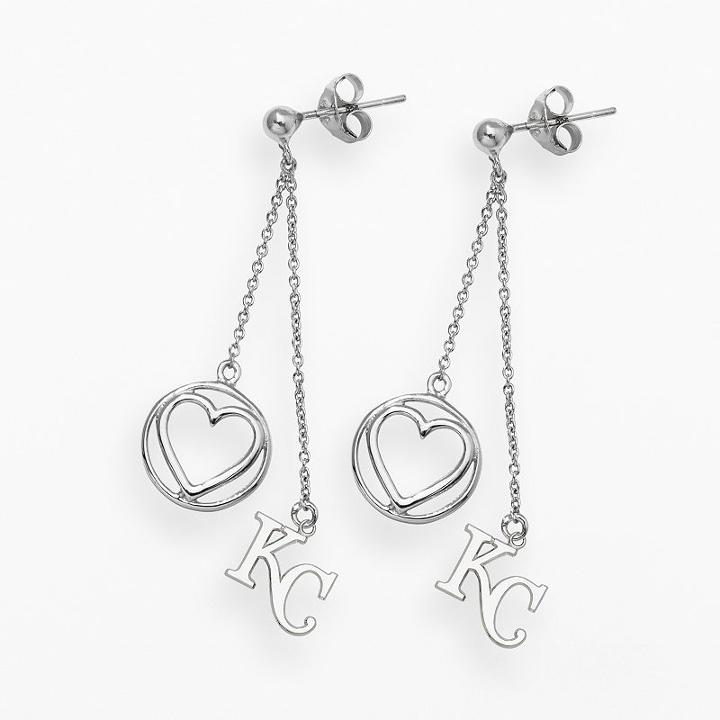 Logoart Kansas City Royals Beloved Sterling Silver Linear Drop Earrings, Women's, Grey