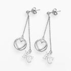 Logoart Kansas City Royals Beloved Sterling Silver Linear Drop Earrings, Women's, Grey