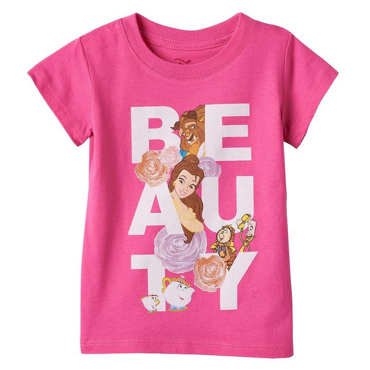 Disney's Beauty & The Beast Belle, Beast & Lumiere Girls 4-6x Beauty Tee, Girl's, Size: 6, Med Pink