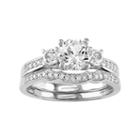 10k White Gold Lab-created White Sapphire & 1/6 Carat T.w. Diamond Engagement Ring Set, Women's, Size: 5
