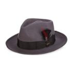 Men's Scala Wool Felt Snap-brim Fedora With Feather, Size: Xl, Grey