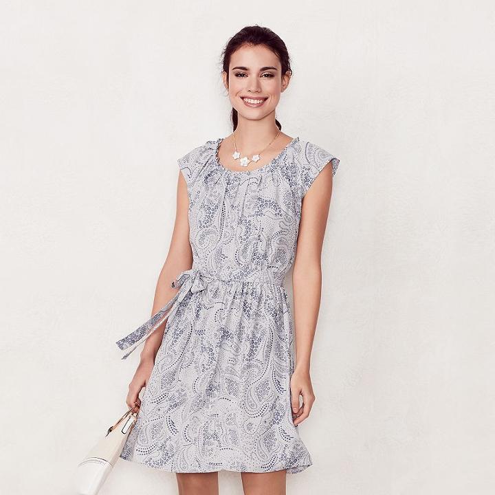 Women's Lc Lauren Conrad Pleated Shift Dress, Size: Medium, Light Blue