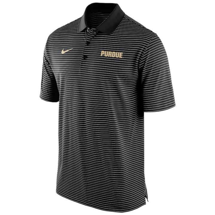 Men's Nike Purdue Boilermakers Striped Stadium Dri-fit Performance Polo, Size: Xl, Black