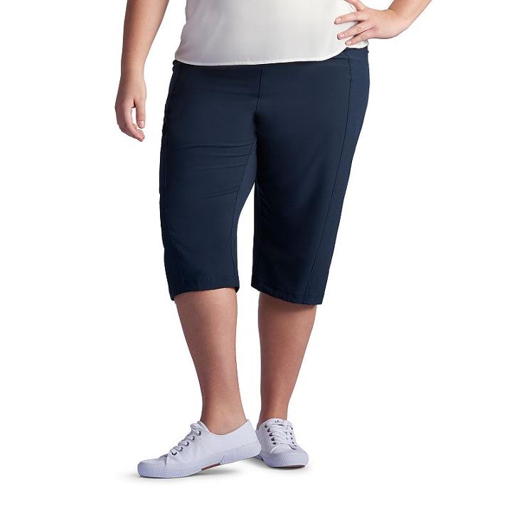 Plus Size Lee Sophia Pull-on Skimmer Capris, Women's, Size: 22 - Regular, Dark Blue