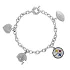 Pittsburgh Steelers Charm Bracelet, Women's, Size: 7.5, White
