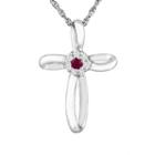 Sterling Silver Lab-created Ruby Cross Pendant, Women's, Size: 18, Red