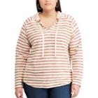 Plus Size Chaps Striped French Terry Hooded Top, Women's, Size: 3xl, Red