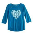 Girls 7-16 Mudd&reg; 3/4-sleeve Lace Shoulder Raglan Tunic, Size: 16, Dark Blue