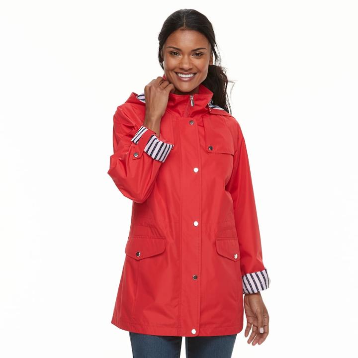 Women's D.e.t.a.i.l.s Hooded Anorak Jacket, Size: Large, Red