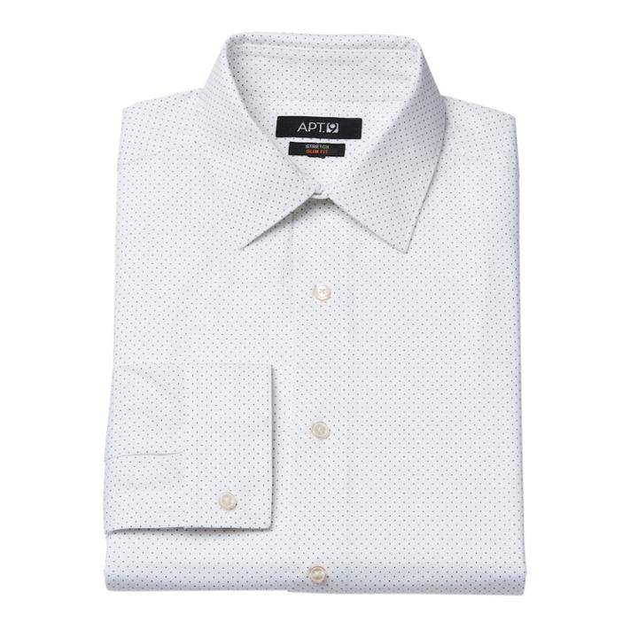 Big & Tall Men's Apt. 9&reg; Slim Tall Stretch Spread-collar Dress Shirt, Size: 20 34/5t, White