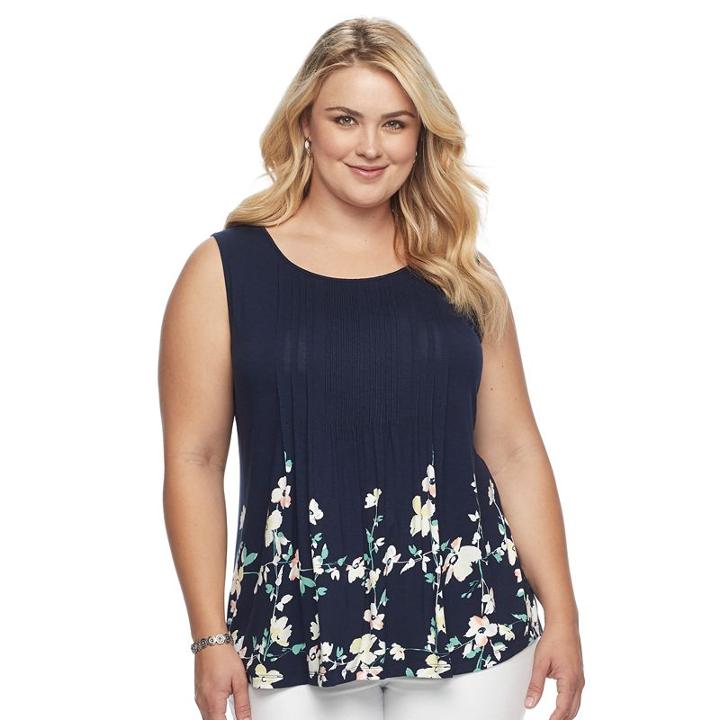 Plus Size Croft & Barrow&reg; Pleated Tank, Women's, Size: 1xl, Dark Blue