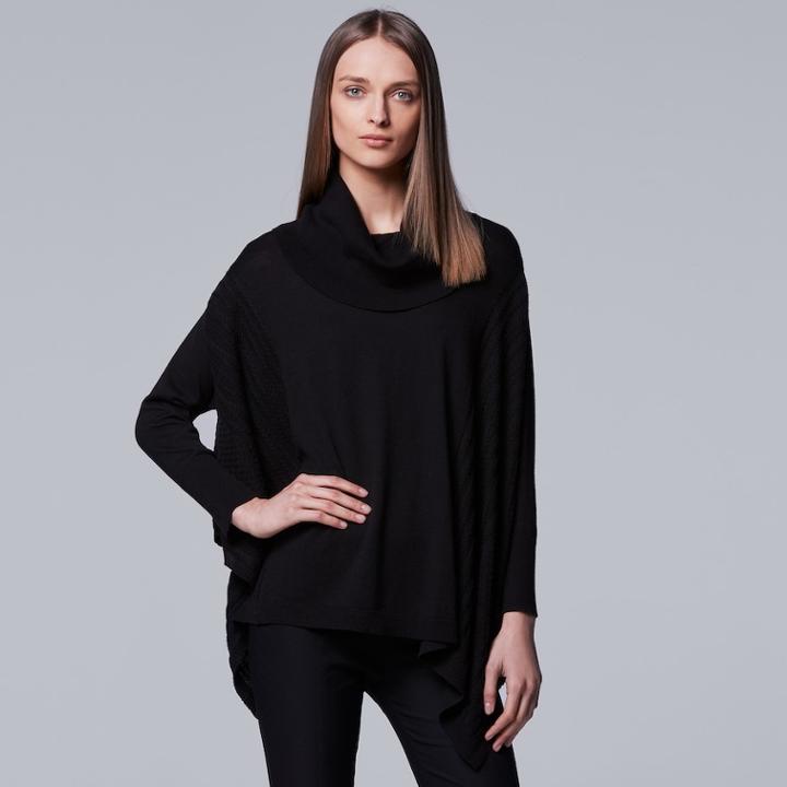 Women's Simply Vera Vera Wang Cable Knit Poncho Sweater, Size: S-m, Black