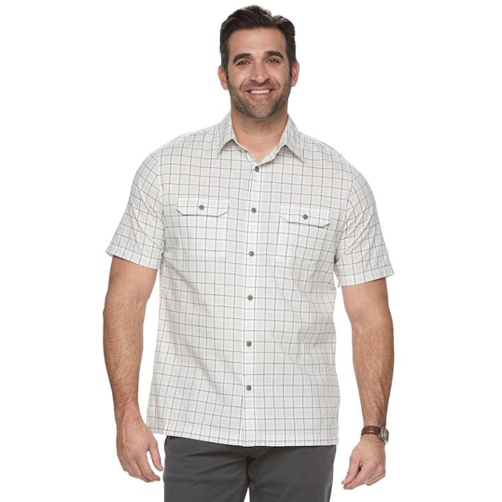 Big & Tall Croft & Barrow&reg; Classic-fit Plaid Quick-dry Outdoor Button-down Shirt, Men's, Size: Xl Tall, White