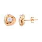 Gold 'n' Ice 10k Gold Cubic Zirconia Love Knot Stud Earrings, Women's, White