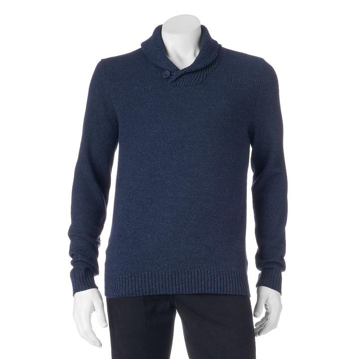 Men's Method Classic-fit Shawl-collar Sweater, Size: Small, Dark Blue