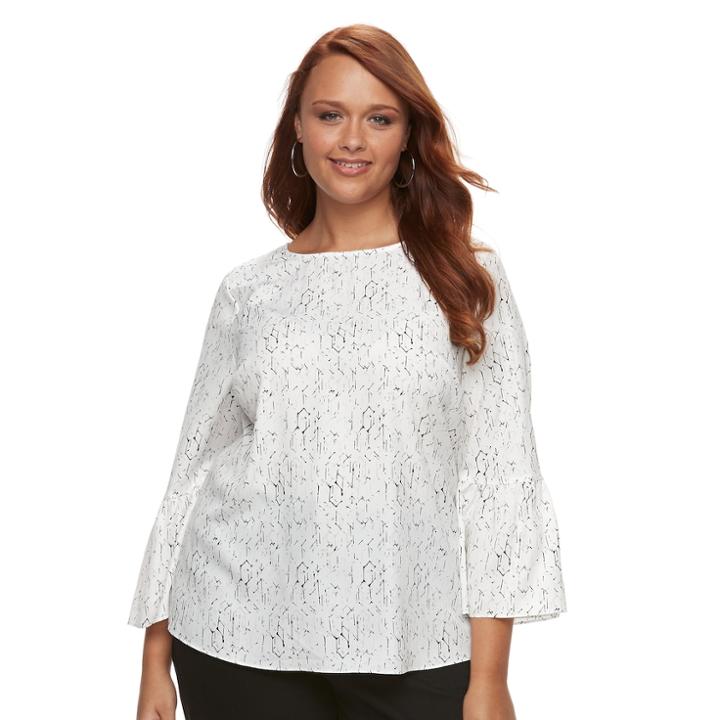 Plus Size Apt. 9&reg; Floral Bell Top, Women's, Size: 0x, White