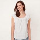 Women's Lc Lauren Conrad Love, Lauren Pleated Top, Size: Large, White