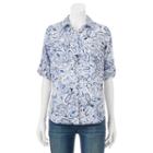 Women's Croft & Barrow&reg; Roll-tab Shirt, Size: Xs, Med Blue