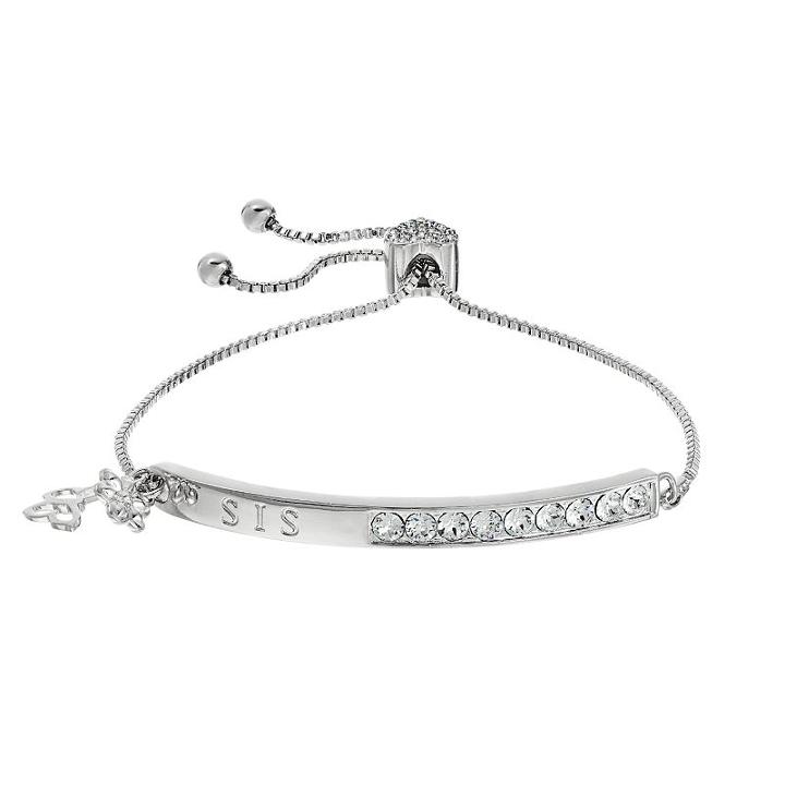 Brilliance Sis Lariat Bracelet With Swarovski Crystals, Women's, White