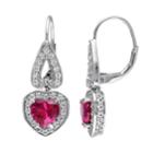 Stella Grace Lab-created Ruby & Lab-created White Sapphire Sterling Silver Heart Drop Earrings, Women's, Red