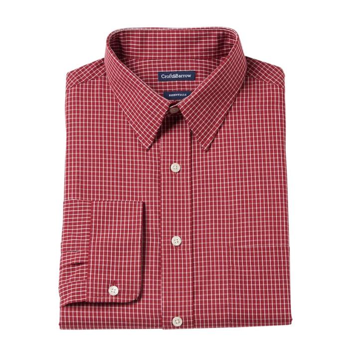 Big & Tall Croft & Barrow Fitted Checked Dress Shirt, Men's, Size: 17-32/33, Red