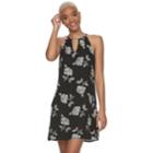 Juniors' Candie's&reg; Floral Halter Dress, Teens, Size: Large, Black