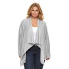 Plus Size Dana Buchman Striped Open-front Cardigan, Women's, Size: 2xl, Med Grey