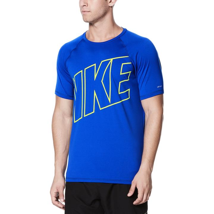 Men's Nike Hydroguard Swim Tee, Size: Large, Blue (navy)