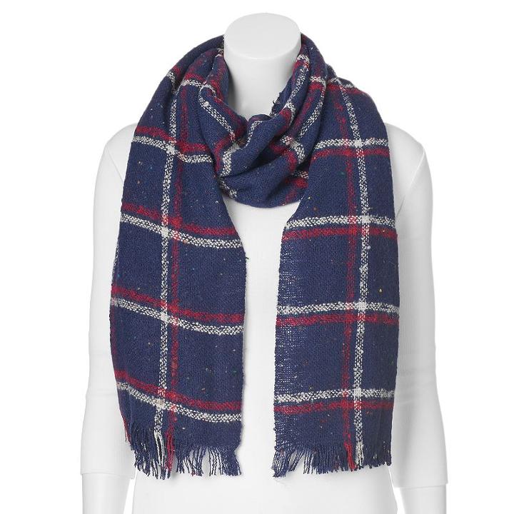 Manhattan Accessories Co. Grid Oblong Blanket Scarf, Women's, Blue (navy)