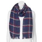 Manhattan Accessories Co. Grid Oblong Blanket Scarf, Women's, Blue (navy)