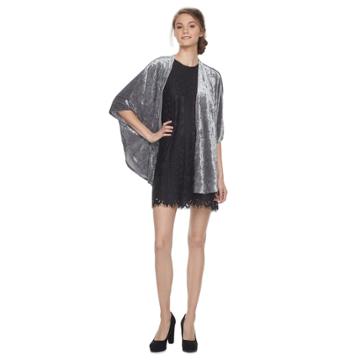 Madden Nyc Crushed Velvet Ruana, Women's, Grey