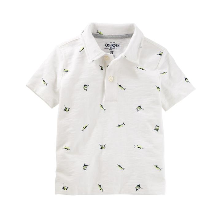Boys 4-12 Oshkosh B'gosh&reg; Patterned Polo Shirt, Size: 10, Ivory Marlins