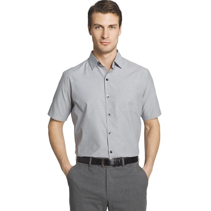Big & Tall Van Heusen Air Wovens Classic-fit Poplin Performance Button-down Shirt, Men's, Size: Xxl Tall, Med Grey