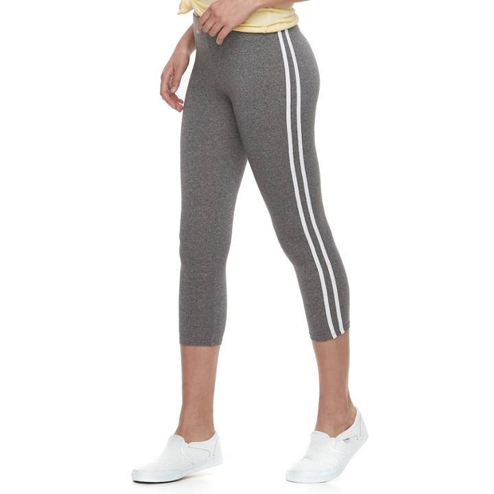 Juniors' So&reg; Stripe Side Capri Leggings, Teens, Size: Small, Dark Grey
