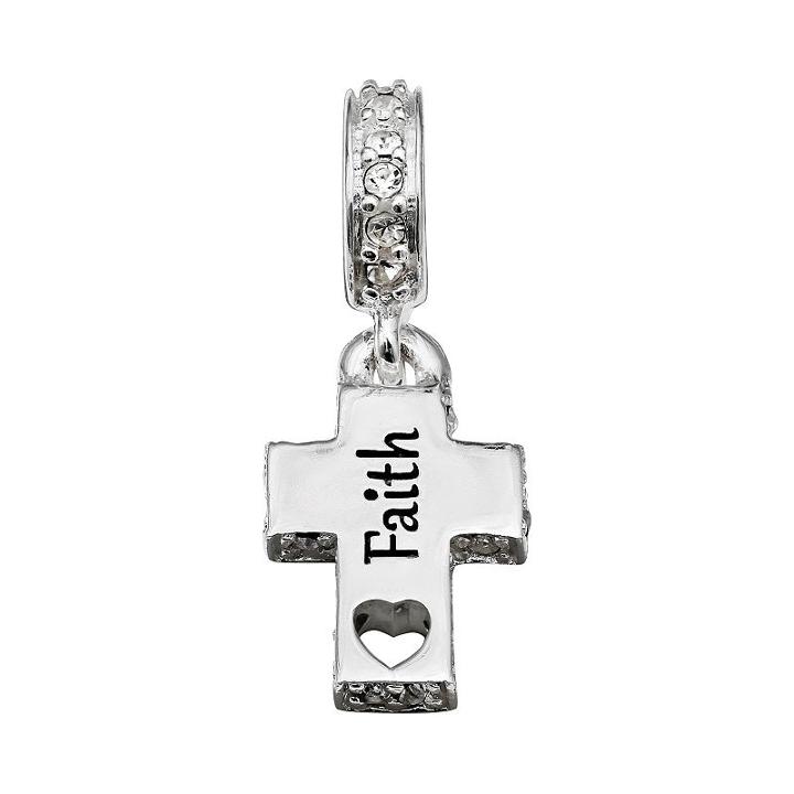 Individuality Beads Sterling Silver Crystal Faith Cross Charm, Women's, Grey