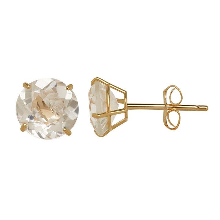 Everlasting Gold White Topaz 10k Gold Stud Earrings, Women's