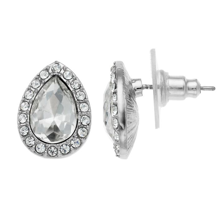 Lc Lauren Conrad Halo Teardrop Nickel Free Stud Earrings, Women's, Silver
