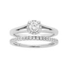 14k White Gold 5/8 Carat T.w. Igl Certified Diamond Halo Engagement Ring Set, Women's, Size: 6.50