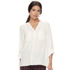 Women's Elle&trade; Lace Trim Blouse, Size: Xl, White Oth