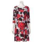 Women's Dana Buchman Printed Knot-front Dress, Size: Large, Med Red