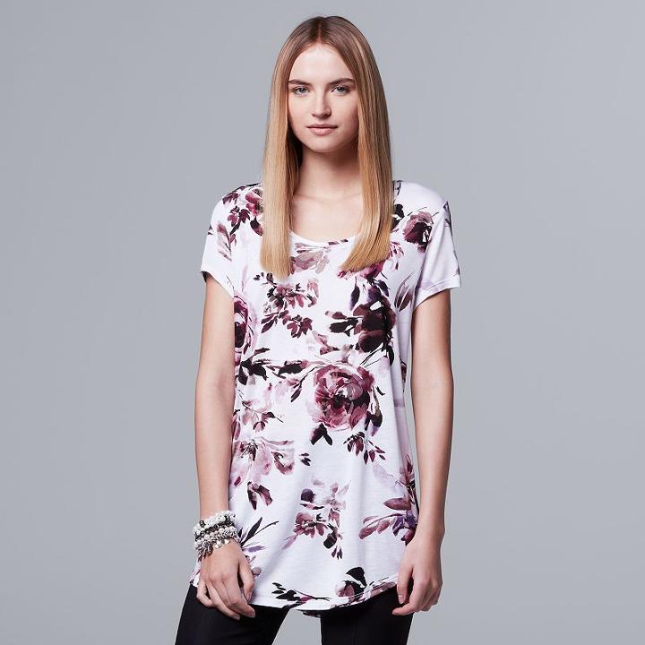 Women's Simply Vera Vera Wang Print Scoopneck Tee, Size: Xs, Natural